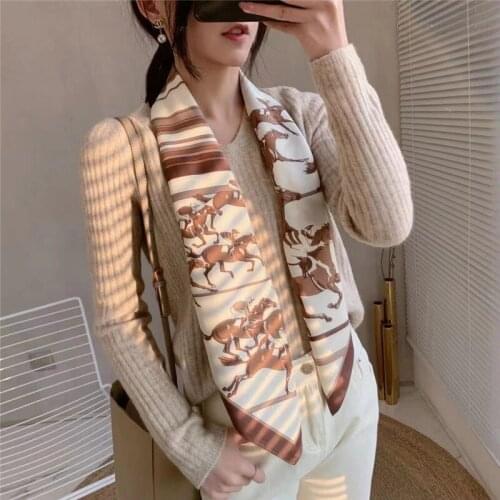 2021 Twill Silk Women Scarf Luxury Brand Europe Design Foulard Royal Horseman Print Square Scarves Fashion Shawls Wraps 90x90cm