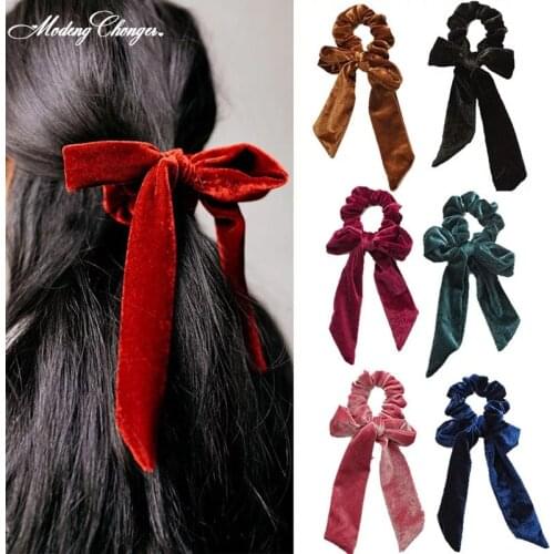 1PCS Fashion Velvet Scrunchies Sweet Ladies Headwear Elastic Hair Band Bow Hair Ropes Girl Hair Ties Women Hair Accessories Hot