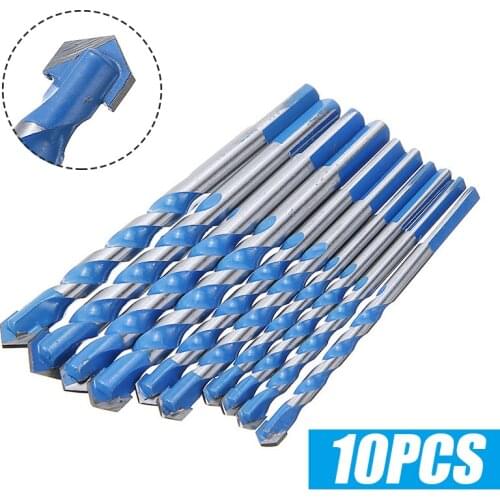 10pcs 1/2'' 1/4'' 3/8'' 5/16'' Drill Bit Triangle Drills For Glass Ceramic Tile Concrete Brick Metal Marble Wood Hole Opener