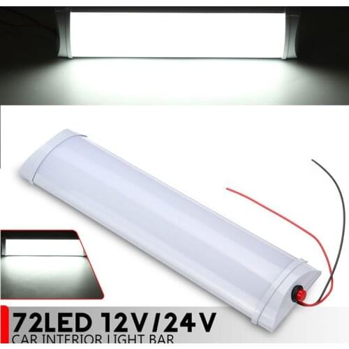 11 inch Car Interior Led Light Bar 10W 72 LED White Ceiling Lights Tube With Switch For Camper Van Lorry Truck RV Camper Boat