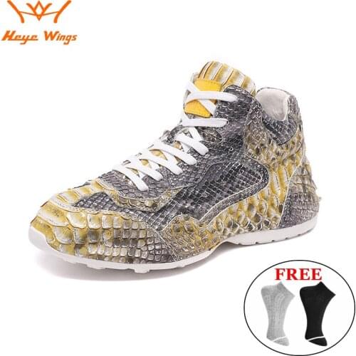 2021 Autumn Luxury Snakeskin Mens Casual Boots Gold Color Python Leather Leisure Sneaker Shoes Fashion Runing Ankle Boots