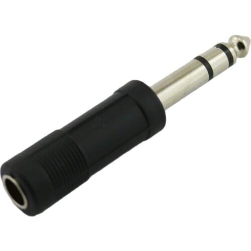 2x 6.35mm 1/4" Male Plug to 6.35mm Female Jack Audio Adapter Nickel Plated Connector Black Straight