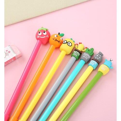 36pcs/set Cactus Pot Modeling Gel Pen Wholesale Creative Soft Silicone Gel Pen Pen Students Stationery Gel Pen 0.5mm Black Ink