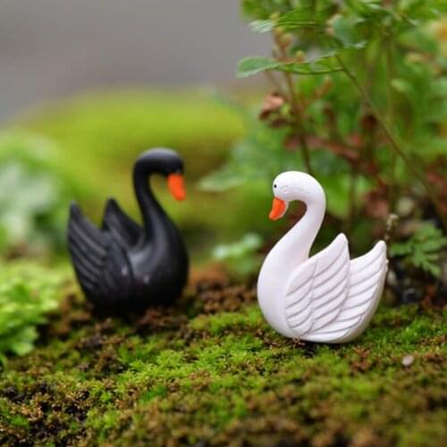 4Pcs DIY Crafts Decor Moss Bottle Fairy Garden Cute Gift Mini Animal White Black Swan Landscape Ornament Cartoon Dolls 2.1*2.7cm