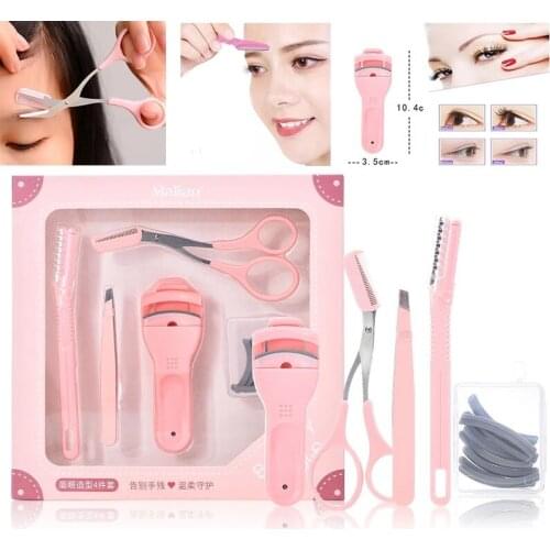 5PCS Portable Eyebrow Scissors With Comb Set Eyebrow With Comb Hair Removal Eyelash Curler Beauty Tools Shaping Shaver For Women