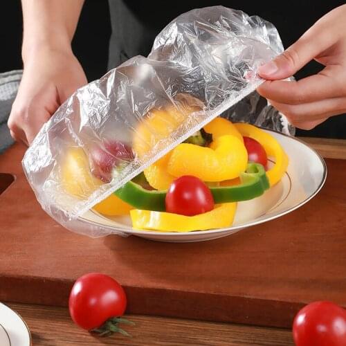 New 50pcs/100pcs Reusable Food Storage Covers Bowl Plate Covers Food Fresh Seal Bag Elastic Fruit Plastic Wrap Kitchen Supplies