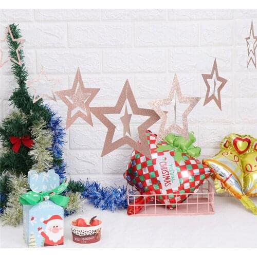 7pcs/bag Hollow Paper Star Garlands Banner Wedding Valentines Day Decorations Happy Birthday Banner New years Eve Decor Supply