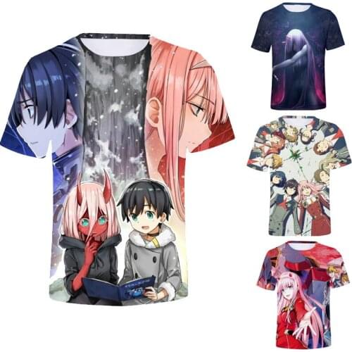 Anime DARLING in the FRANXX 02 Zore Cartoon Tshirt Cosplay Loose T-shirt T Shirts Summer Short Sleeve Tees T Shirt Unisex Top