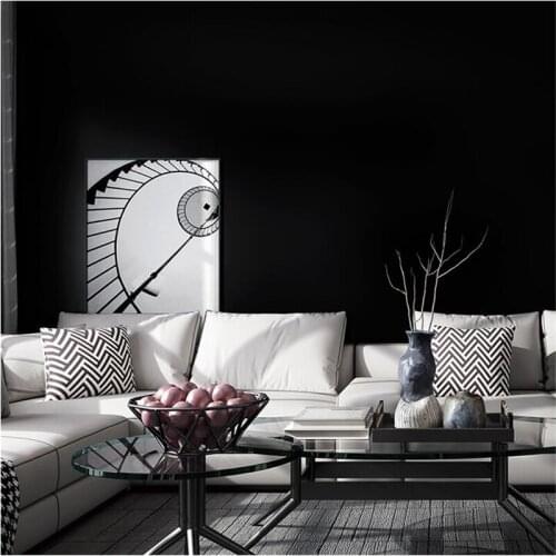 Beibehang European black pure pigment color modern simple nordic waterproof bedroom living room tv background wallpaper