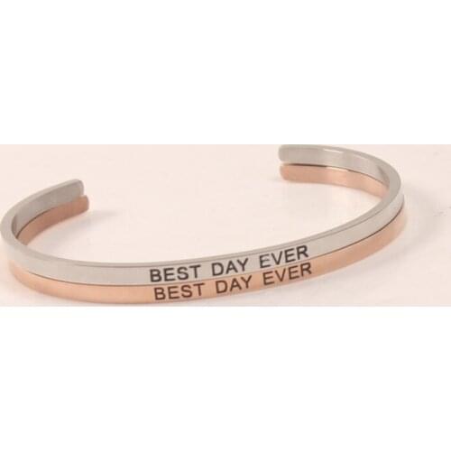 BEST DAY EVER Mantra Bracelets Stainless Steel Bangle Handmade Cuff Bracelet Best Gift