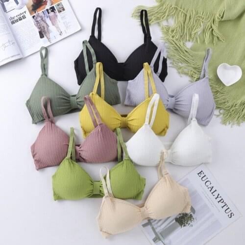 Candy Color Push Up Bow Bras Wireless Seamless Women Underwear Soft Lingerie Comfortable Brassiere Intimates