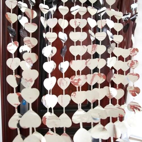 Gold Silver Love Heart Sequin Rain Curtain Metallic Foil Tinsel Fringe Curtain Birthday Party Wedding Photography Backdrop Decor