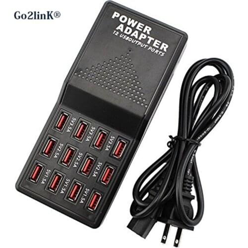 Go2linK 60W Quick Charge 2.0 12 Ports USB Wall Charger QC2.0 Mobile Charger for Phone iPhone 7 Plus Huawei HTC LG USB Charger