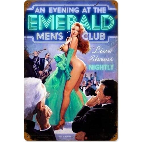 HAIMAX Emerald Evening - Pin-Up Girl Retro Tin Sign Vintage Wall Plaque Poster for Home Club Bar Pub Tavern Coffee Cafe 8 x 12