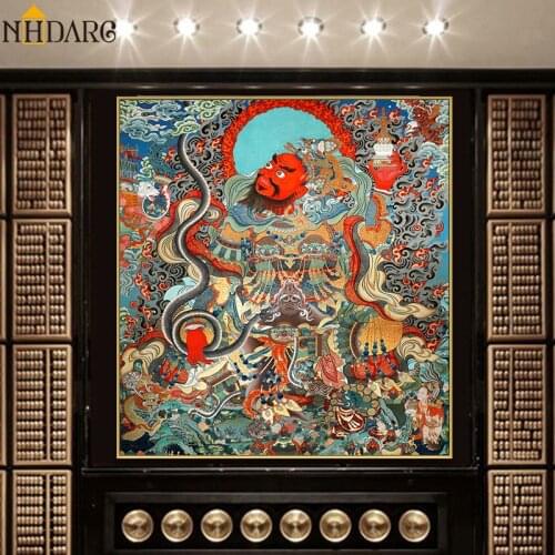 Buddha Painting Thangka Tibetan India Chinese Religion Decoration Style Canvas Print Painting Poster Art Wall Picture Home Decor