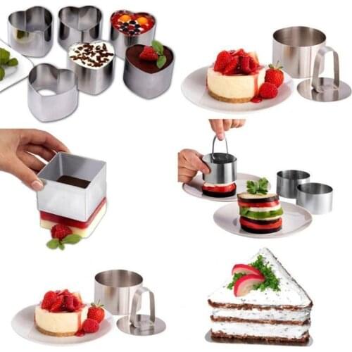 Stainless Steel Cake Cutter Bakeware Mini Fondant Mousse Mold Kitchen DIY Salad Dessert Die Mousse Ring Cake Decorting Tools