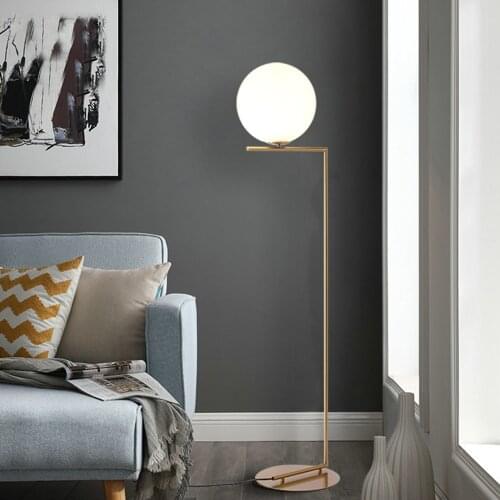 Creative Simple Floor Lamps Glass Ball Standing Lamp Gold LED Table Lamps For Living Room Bedroom Art Home Decoration Lighting