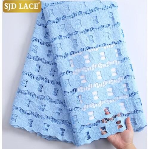 SJD LACE Latest Water Soluble African Lace Fabric With Stones High Quality Guipure Cord Laces For Wedding Party Dress Sew A2236
