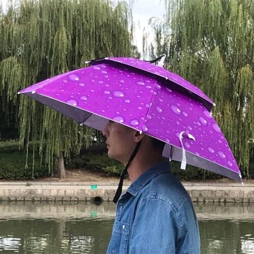LISM Creative Portable Fishing Hats Double Folding Rainy Umbrella Anti-UV Rainproof Sun Protection Fishing Cap Umbrellas YS014