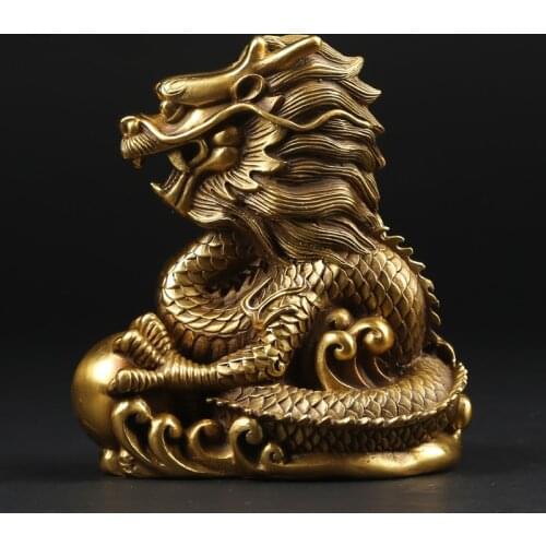 Copper Dragon Zodiac Chinese Dragon Mascot Decoration the location of a house or tomb Lucky Home Furnishing Handicrafts Statue