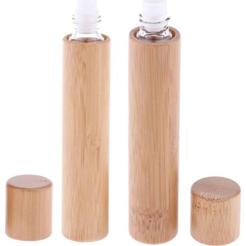1Piece 10 ml /15ml Natural Bamboo Refillable Empty Essential Oils Makeup Roll-on Bottle Travel Sample Bottle