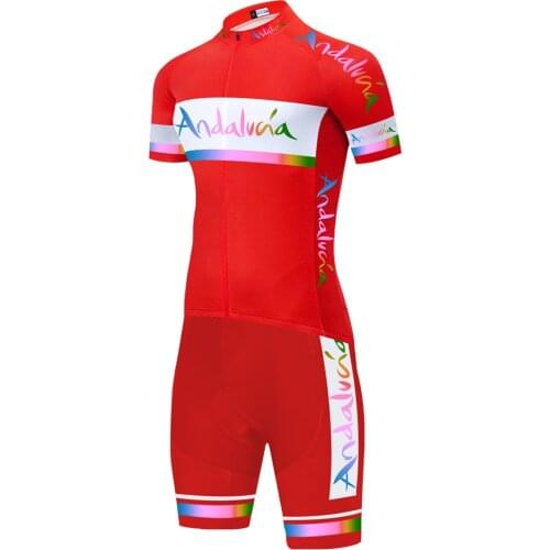 ANDALUCIA Cycling Team Skinsuit Bike Jersey 20D Bike Shorts Ropa Ciclismo Quick Dry Mens Summer BICYCLING Maillot Culotte Set