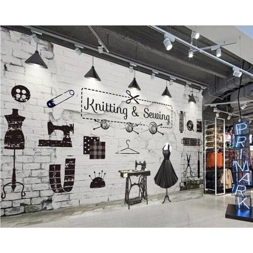 Beibehang Wallpaper mural retro brick clothing store image wall background wall home decoration living room bedroom 3d wallpaper