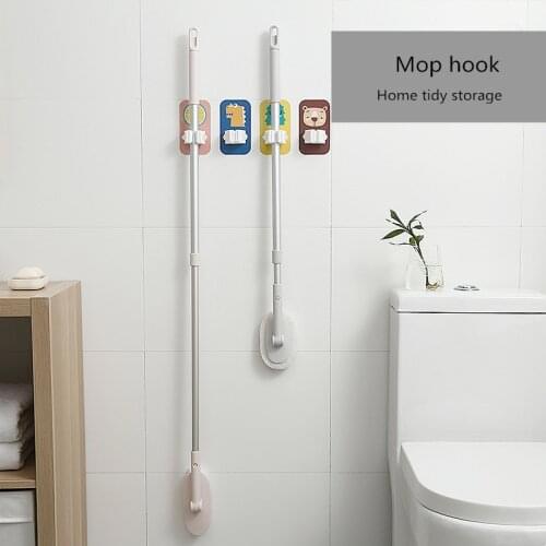 1Pc Mop Broom Holder Wall Mounted Mop Holder Household Adhesive Storage Broom Hanger Mop Hook Racks Kitchen Bathroom Organizer