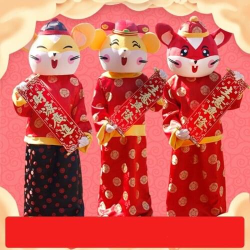 New Year MOUSE Cartoon Mascot Costume Red Fancy Carnival Dress Animal Mascot Apparel