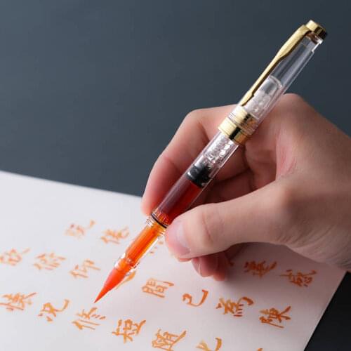 Luxury transparent white BRUSH Pen Transparent signature calligraphy ink pen Stationery school supplies
