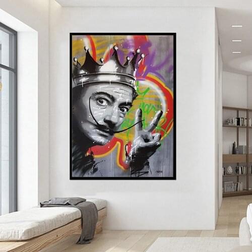 SELFLESSLY ART Graffiti Art Salvador Dali Poster Print Canvas Art Print Wall Pictures For Living Room Abstract Portrait Art