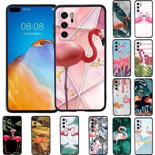 Silicone Soft Case for Huawei P20 / P20 Pro / P20 Plus/P30 /P30 Pro / P30 Plus/ P40 /P40 Pro Flamingo Pattern Phone Cover Case
