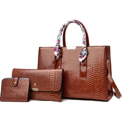 Fashion Women Pu Leather Handbags Large Capacity Ladies 3 Pieces Set Tote Shoulder Bags Designer Female Messenger Crossbody Bag
