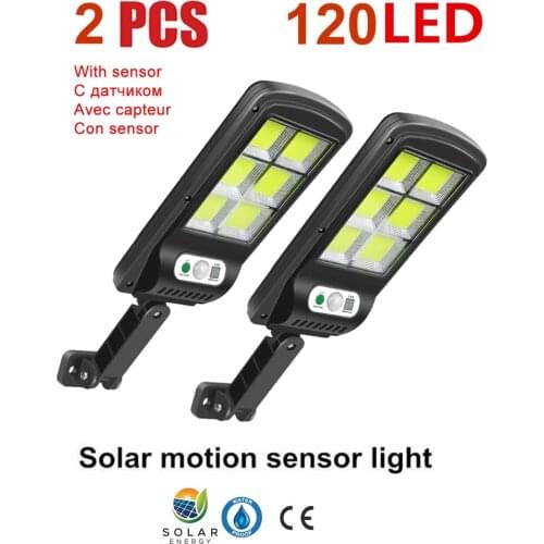2pcs tabular oblong 3 Modes LED COB Outdoor Solar Wall Lamp Waterproof PIR Motion Sensor Garden Light Solar Powered Spotlight Su