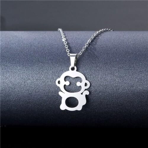Boho Vintage Necklace Gold Silver Color Monkey Pendant Necklaces For Women Simple Short Clavicle Chain Jewelry Wedding Gifts