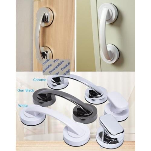 2Pcs Reusable White Siver ABS Vaccum Suction Cup Pull Konb Tile Glass Marble Fridge Door Toilet Seat Househeld Single Double