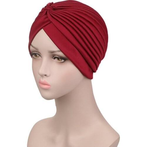 YOHITOP New Simple fashion Muslim lady headscarf Indian hat Baotou hat elegant ruffle turban Chemo Bandana hat Free shipping