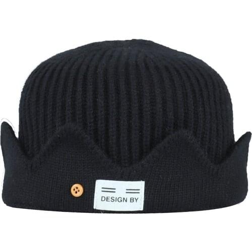 Women Winter Elasticity Knitted Warm Fold College Style Cap Female Wool Acrylic Knit Windproof Crown Molding Curling Hat K31