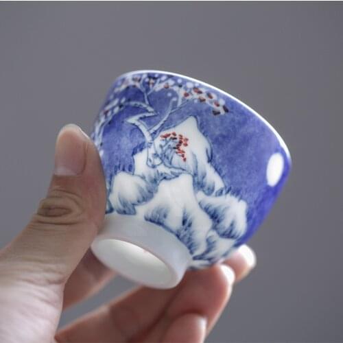 110ml Chinese master tea cup ceramic kungfu tea cups handpainted blue-and-white porcelain cup of tea under glazed teacups new