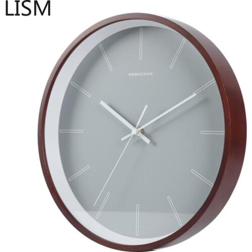 12-Inch Home Decor Living Room Wall Clock Ultra-Quiet Nordic Hanging Clock Bedroom Round Quartz Clock Modern Simple Pocket Watch