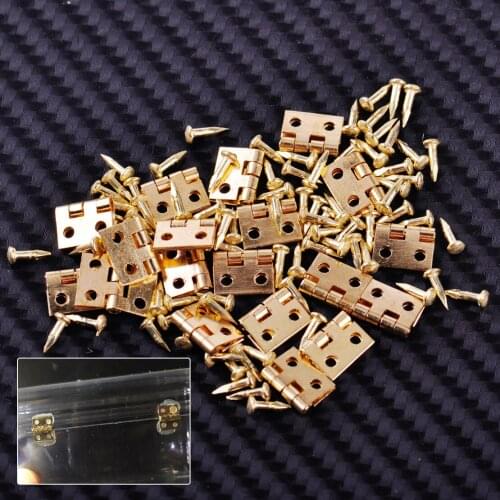 20pcs Golden Miniature Hinges with Nails Screws fit for Dollhouse 1/12 Scale Cabinet Furniture Closet Tool Accessories