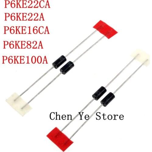 200PCS P6KE100A P6KE82A P6KE16CA P6KE22CA/P6KE22A Transient Voltasge Suppressors TVS Diode P6KE DO-15 DIP 100V 82V 22V 16V