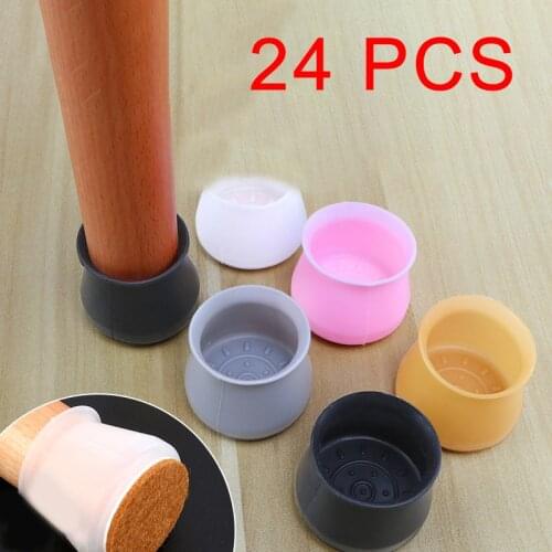 24Pcs Silicone Table Chair Leg Mat Non-slip Table Chair Leg Caps Foot Protection Bottom Cover Pads Wood Floor Protector