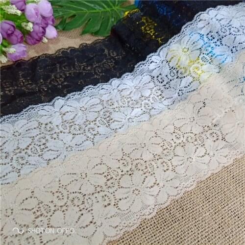 S2333 3.5Inch High Quality White Elastic Lace Ribbon Trims Underwear Lace Trim Embroidered For DIY crafts material gift packing