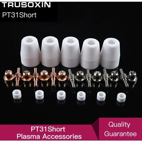 40pc PT31 LG40 Air Plasma Cutter Cutting Consumable For CUT30 40 50 Consumables Hafnium Wire Cooper Short Tips and Electrodes