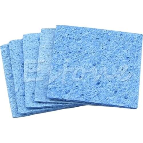 5pcs Soldering Iron Solder Tip Welding Cleaning Sponge Pads Blue Size 6cm*6cm Clean Sponges Whosale&Dropship