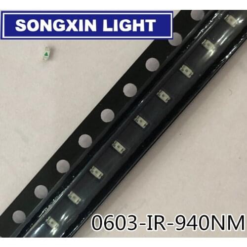 50PCS 0603 1608 1.6*0.8*0.6mm 940nm SMD infrared lamp IR LED 1.3-1.5V 18-20mW Light beads WHOLESALE