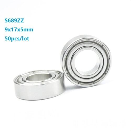 50pcs/lot 9x17x5mm ABEC-5 S689ZZ S689 ZZ S689 Z 689ZZ bearing 9*17*5mm Double Cover Stainless Steel Deep Groove Ball Bearing