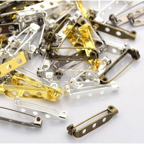 50pcs/lot 4 Styles 25 30 35 40mm Brooch Clip Base Pins Safety Pins Brooch Settings Blank Base For DIY Jewelry Making Findings
