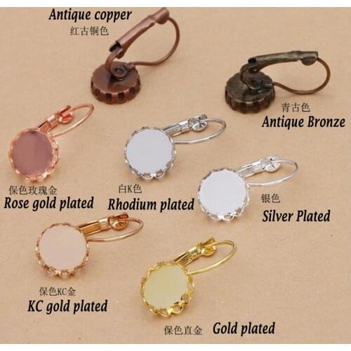 500pcs 10mm 12mm 14mm 16mm 18mm 20mm lace bezel blank jewelry earring base cabochon settings leverback earrings hooks